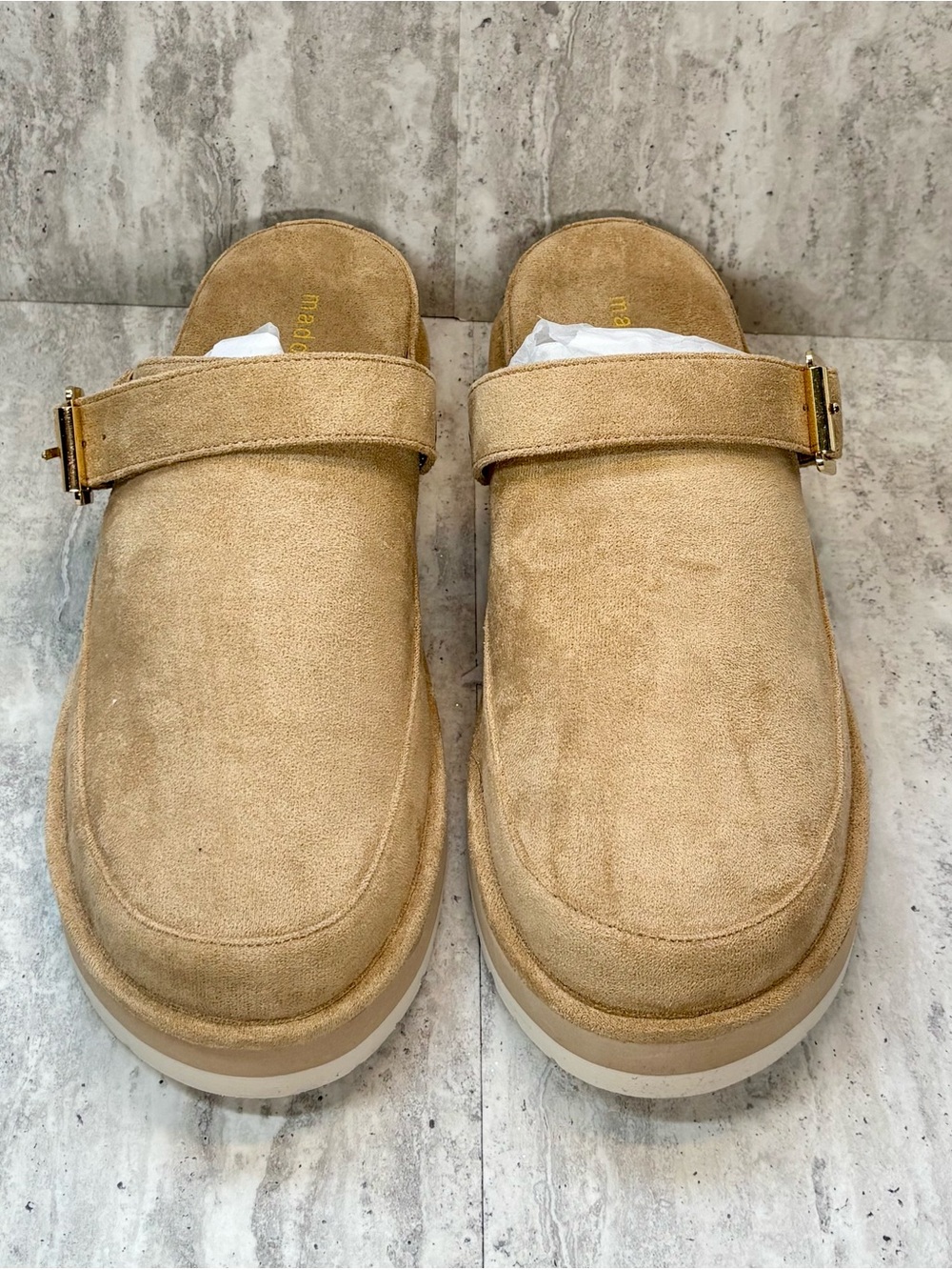 Madden Girl Graham Tan Beige Convertible Strap Platform Clogs Mules Sz 8M - Picture 4 of 8